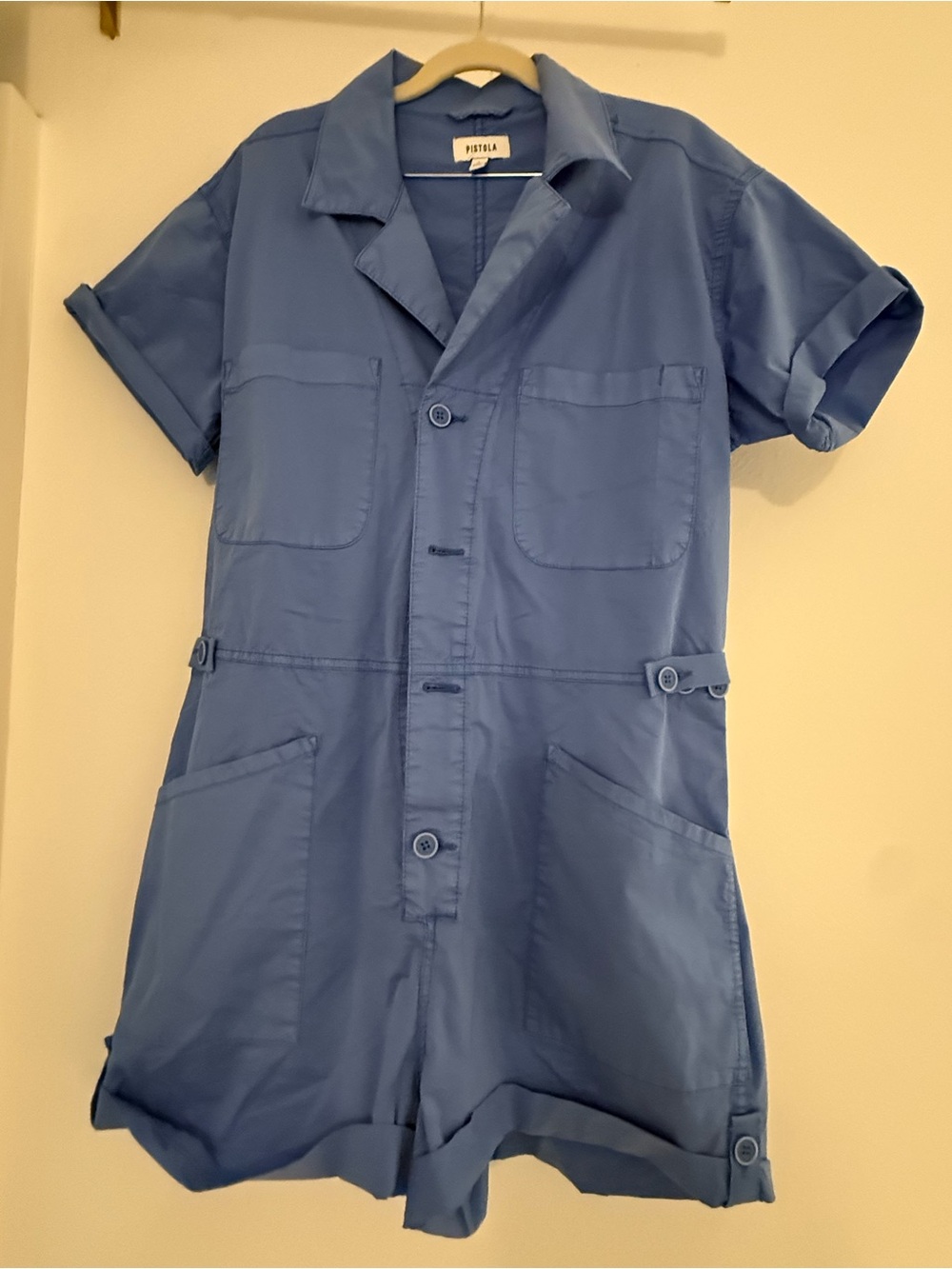 Pistola Large Blue Short-Sleeve One-Piece Romper